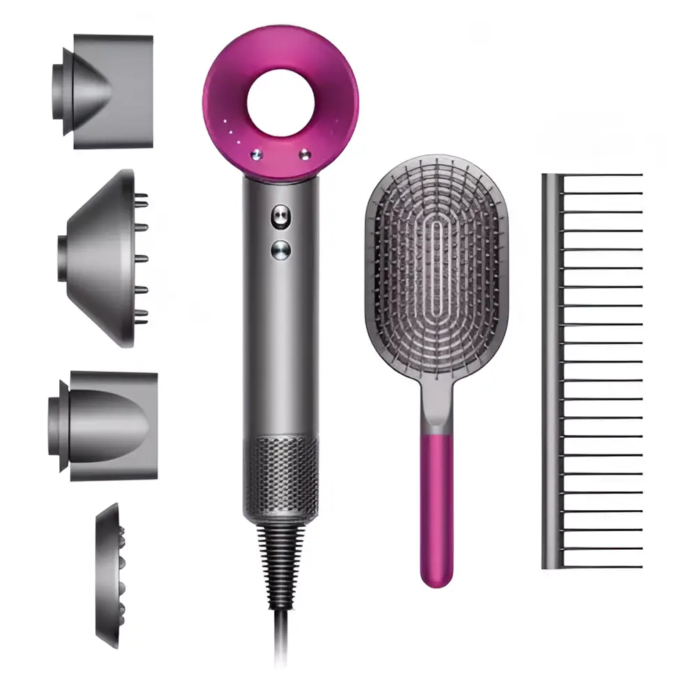 Фен Dyson Supersonic HD03 (фуксия) с комплектом расчесок