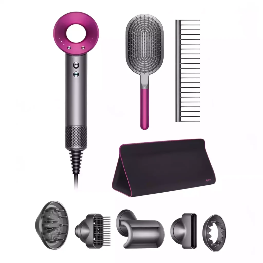 Фен Dyson Supersonic HD07 (фуксия) с дорожным чехлом и комплектом расчесок